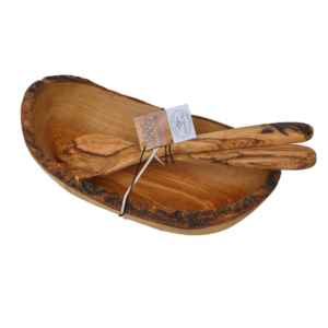 Olive Wood Salad Bowl and Server Set
